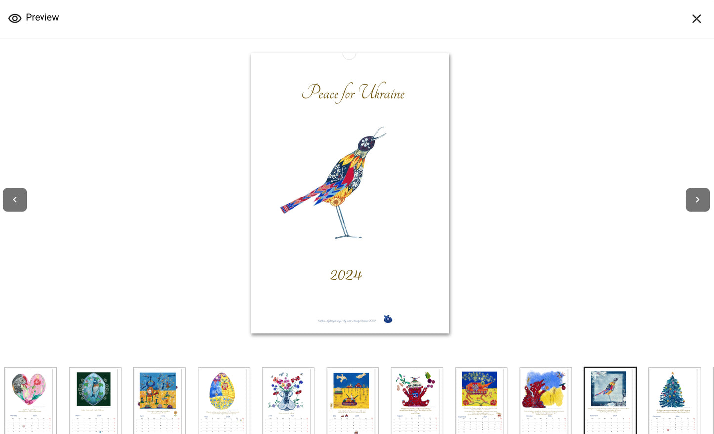 Peace for  Ukraine Wall calendars