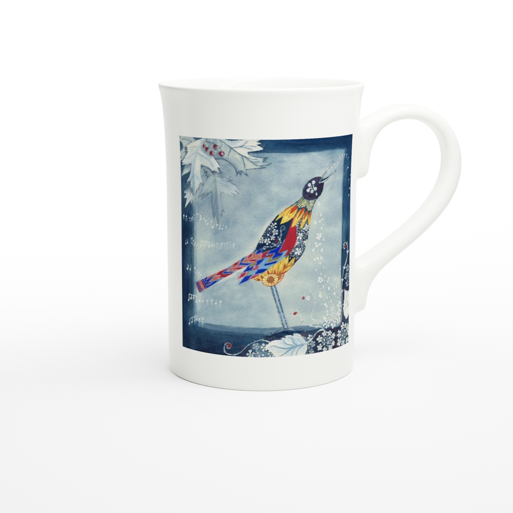 Project Ukraine "When Nightingale sings " By artist Mandy Rennie 2022 White 10oz Porcelain Slim Mug