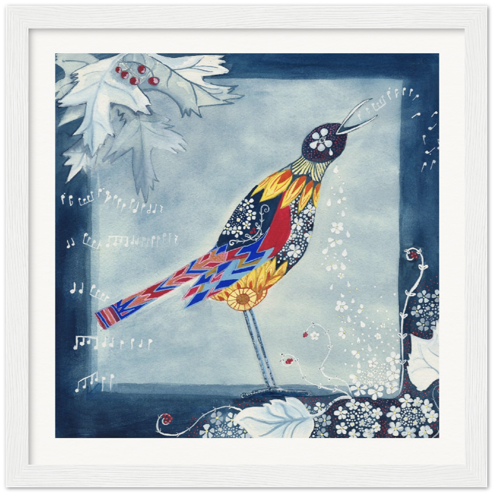 “When Nightingale sings” by artist Mandy Rennie Museum-Quality Matte Paper Wooden Framed Poster