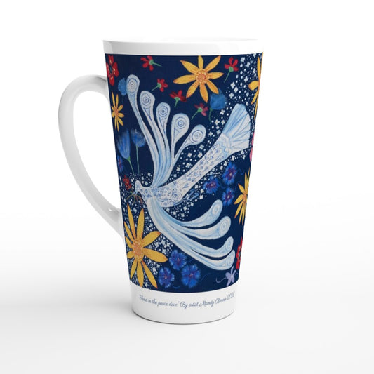 Project Ukraine “Send in the peace dove” By artist Mandy Rennie 2022 White Latte 17oz Ceramic Mug