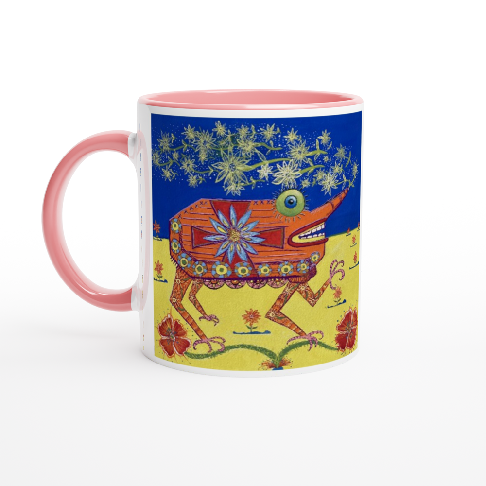 White 11oz Ceramic Mug with Color Inside