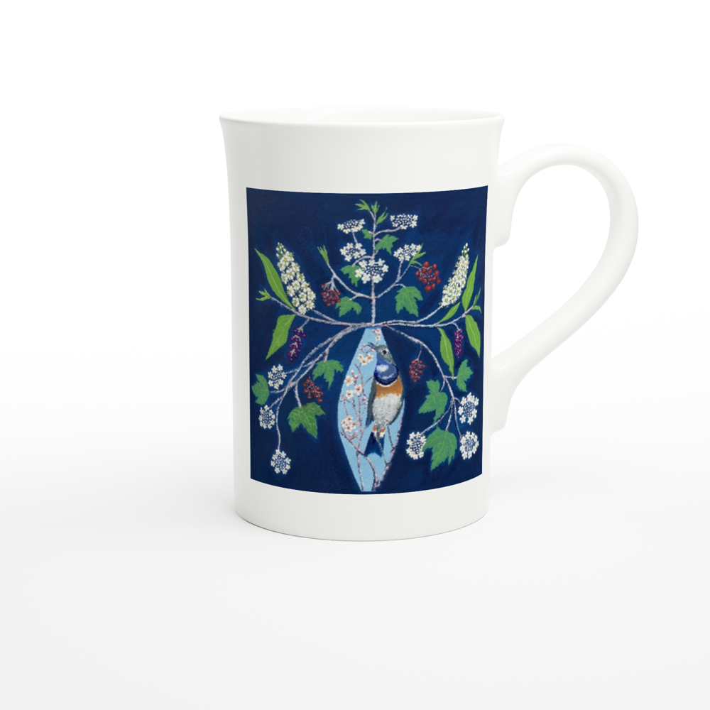 Project Ukraine "Nightingale gives health and happiness" By artist Mandy Rennie 2022 White 10oz Porcelain Slim Mug