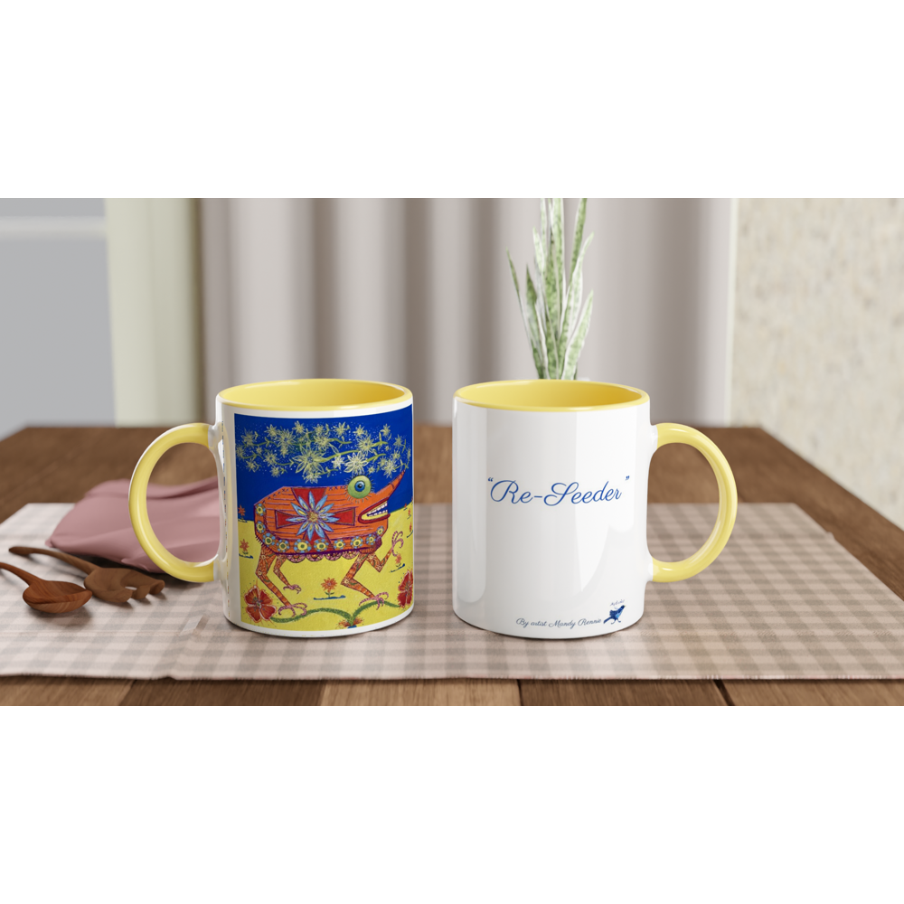 White 11oz Ceramic Mug with Color Inside