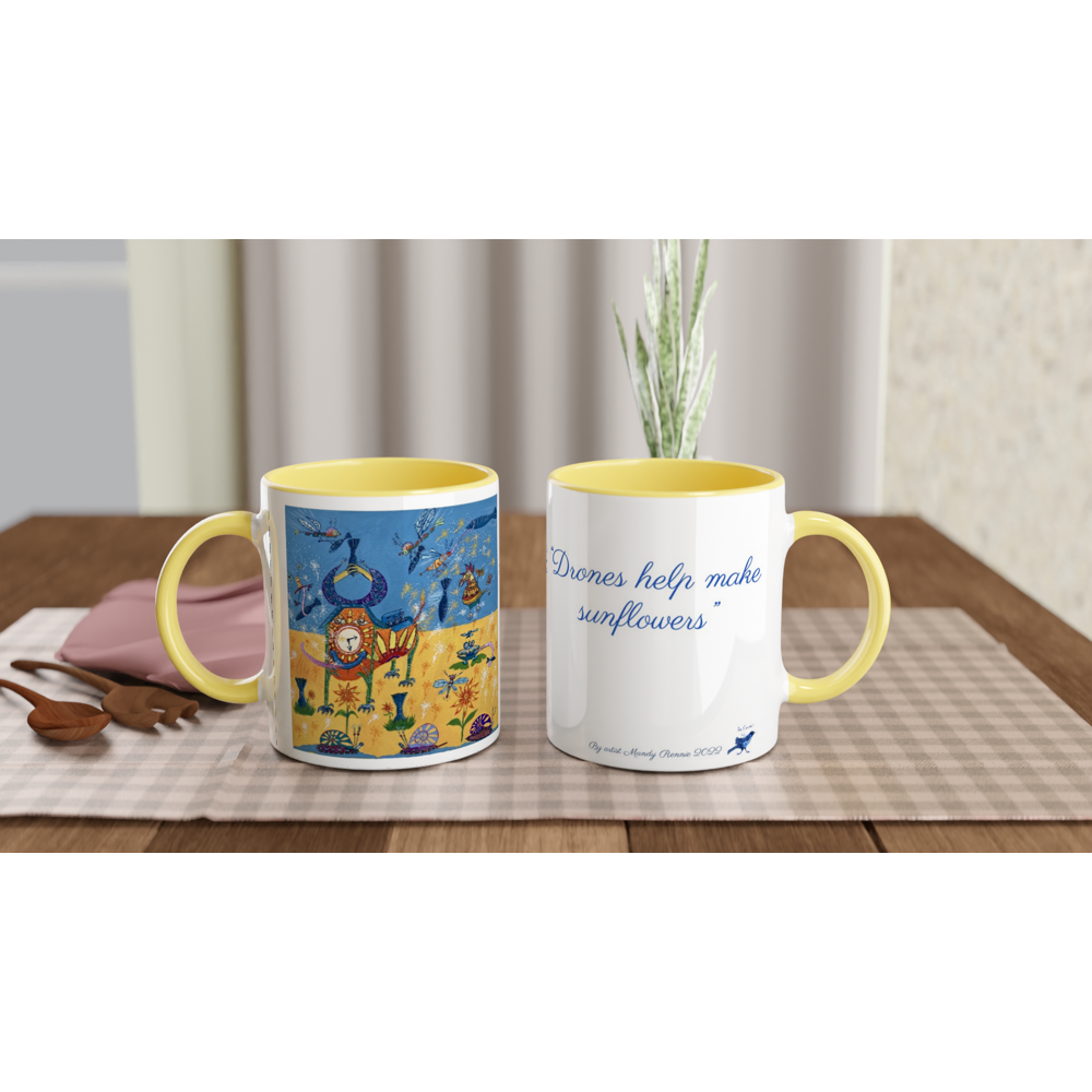 White 11oz Ceramic Mug with Color Inside